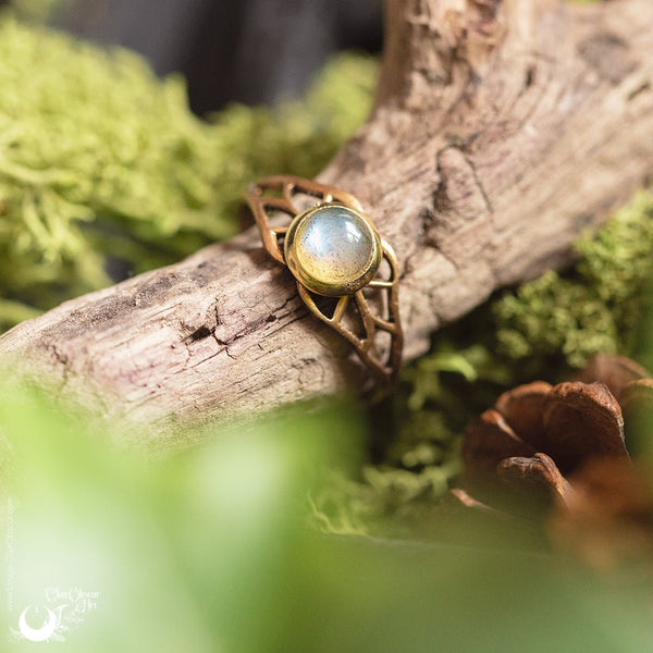 Bague elfique "Aeloria" pierre au choix - Illustrations & Bijoux fantaisie ClairObscur Art