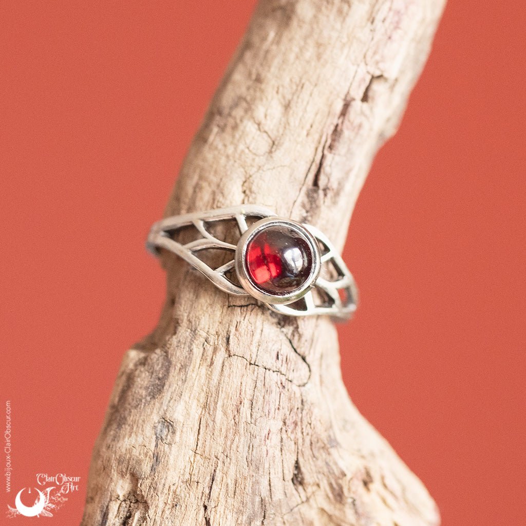 Bague elfique "Aeloria" pierre au choix - Illustrations & Bijoux fantaisie ClairObscur Art