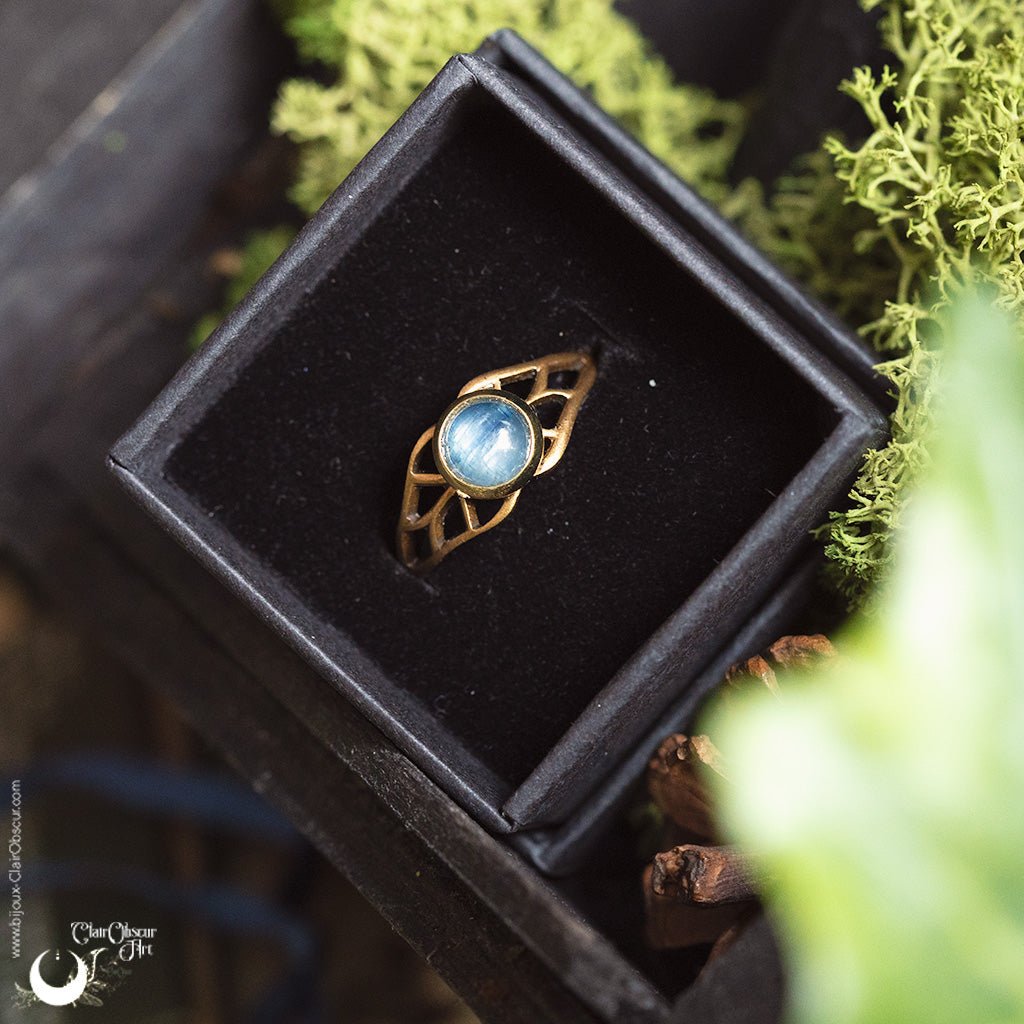 Bague elfique "Aeloria" pierre au choix - Illustrations & Bijoux fantaisie ClairObscur Art