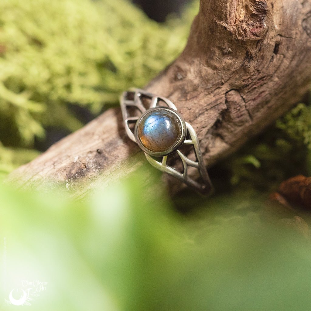 Bague elfique "Aeloria" pierre au choix - Illustrations & Bijoux fantaisie ClairObscur Art