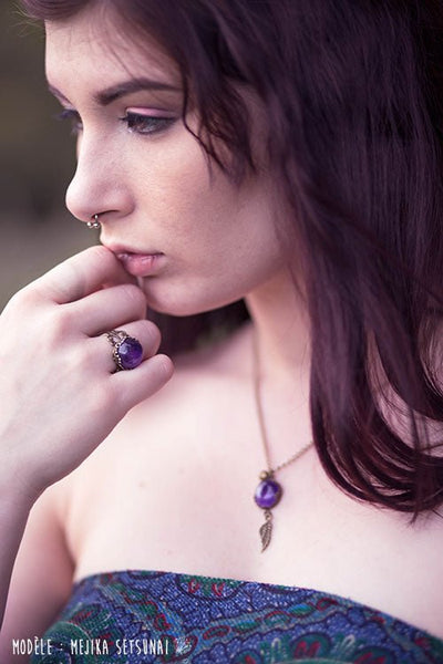 Bague Fantaisie Cornaline rouge - Ajustable - Illustrations & Bijoux fantaisie ClairObscur Art