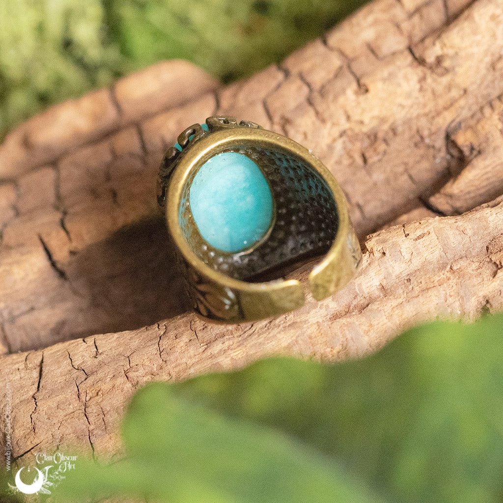 Bague mixte "Calypso" pierre au choix - Illustrations & Bijoux fantaisie ClairObscur Art