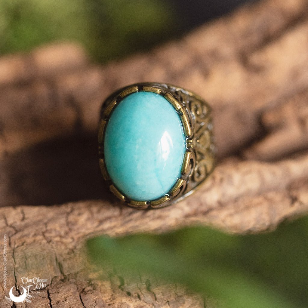 Bague mixte "Calypso" pierre au choix - Illustrations & Bijoux fantaisie ClairObscur Art
