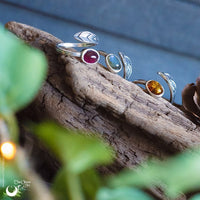 Bague "Plume" en Argent 925, pierre au choix - Illustrations & Bijoux fantaisie ClairObscur Art