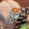 Bague "Swan" Ambre de la mer Baltique - ajustable, en Argent 925 - Illustrations & Bijoux fantaisie ClairObscur Art