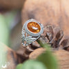 Bague "Swan" Ambre de la mer Baltique - ajustable, en Argent 925 - Illustrations & Bijoux fantaisie ClairObscur Art