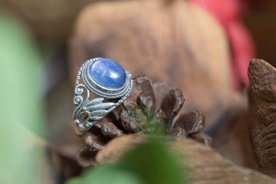 Bague "Swan" Cyanite ajustable, en Argent 925 - Illustrations & Bijoux fantaisie ClairObscur Art