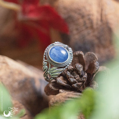 Bague "Swan" Cyanite ajustable, en Argent 925 - Illustrations & Bijoux fantaisie ClairObscur Art