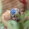 Bague "Swan" Cyanite ajustable, en Argent 925 - Illustrations & Bijoux fantaisie ClairObscur Art