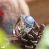 Bague "Swan" Cyanite ajustable, en Argent 925 - Illustrations & Bijoux fantaisie ClairObscur Art