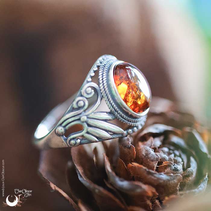 Bague "Swan" en Argent 925 - pierre au choix - Illustrations & Bijoux fantaisie ClairObscur Art