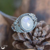 Bague "Swan" Pierre de Lune arc-en-ciel ajustable, en Argent 925