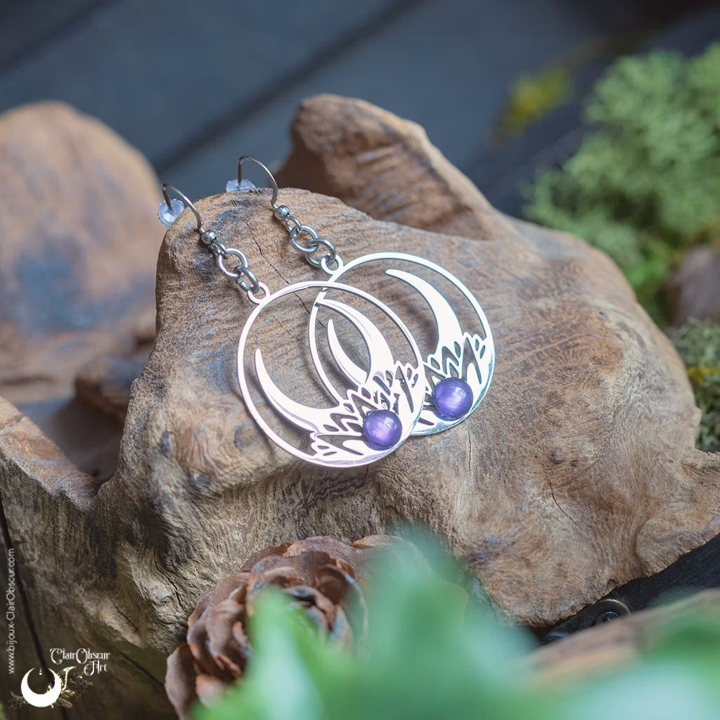 Boucles d'Oreilles "Céleste" pierre au choix