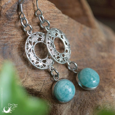 Boucles d'Oreilles "Calliope" Amazonite - Illustrations & Bijoux fantaisie ClairObscur Art