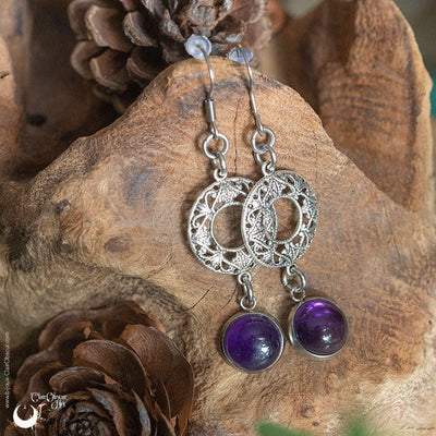 Boucles d'Oreilles "Calliope" Améthyste - Illustrations & Bijoux fantaisie ClairObscur Art