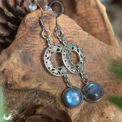 Boucles d'Oreilles "Calliope" Labradorite - Illustrations & Bijoux fantaisie ClairObscur Art