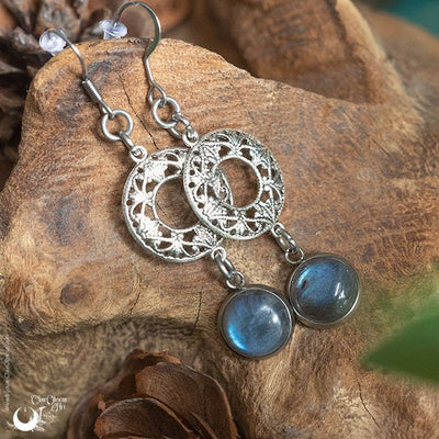 Boucles d'Oreilles "Calliope" Labradorite - Illustrations & Bijoux fantaisie ClairObscur Art
