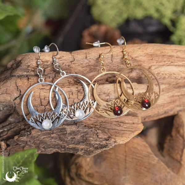 Boucles d'Oreilles "Céleste" pierre au choix - Illustrations & Bijoux fantaisie ClairObscur Art