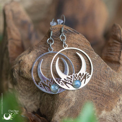 Boucles d'Oreilles "Céleste" pierre au choix - Illustrations & Bijoux fantaisie ClairObscur Art