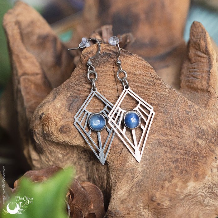 Boucles d'Oreilles "Dune" pierre au choix - Illustrations & Bijoux fantaisie ClairObscur Art