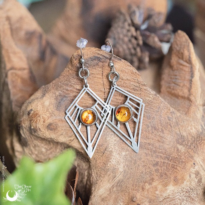 Boucles d'Oreilles "Dune" pierre au choix - Illustrations & Bijoux fantaisie ClairObscur Art