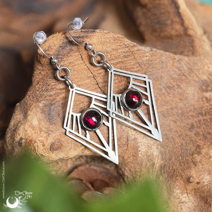 Boucles d'Oreilles "Dune" pierre au choix - Illustrations & Bijoux fantaisie ClairObscur Art