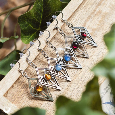 Boucles d'Oreilles "Dune" pierre au choix - Illustrations & Bijoux fantaisie ClairObscur Art