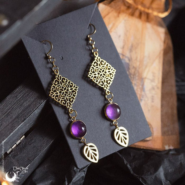 Boucles d’oreilles “Eliara” pierre au choix - Illustrations & Bijoux fantaisie ClairObscur Art