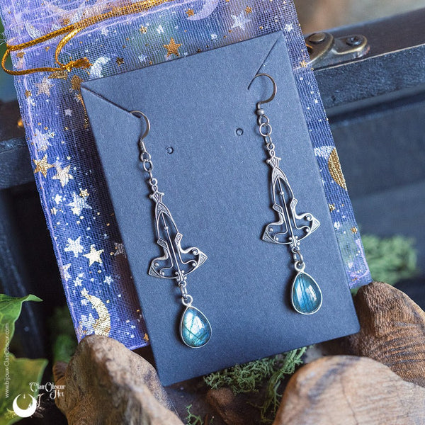 Boucles d'Oreilles "Elwen" Labradorite - Illustrations & Bijoux fantaisie ClairObscur Art
