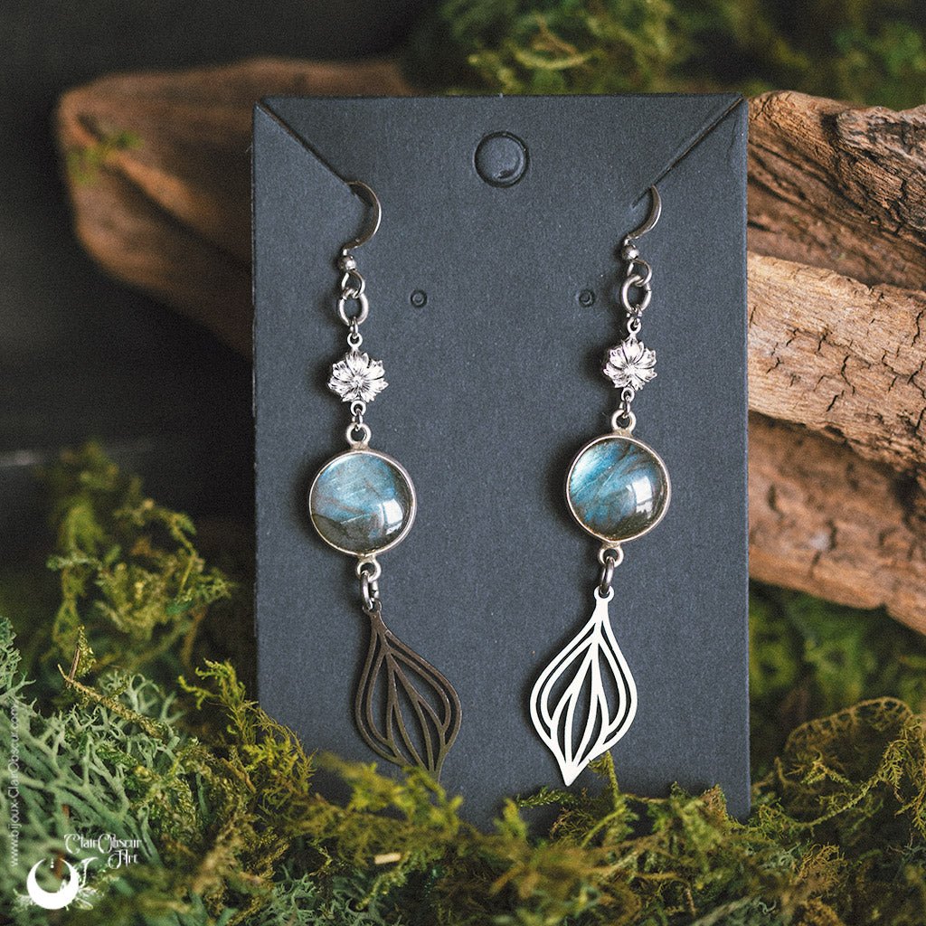 Boucles d'Oreilles "Elyndra" Labradorite - Illustrations & Bijoux fantaisie ClairObscur Art