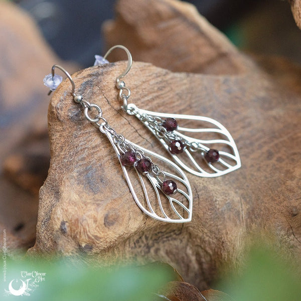 Boucles d'Oreilles "Faërie" pierre au choix - Illustrations & Bijoux fantaisie ClairObscur Art