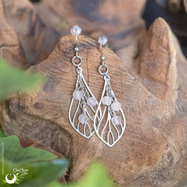 Boucles d'Oreilles "Faërie" pierre au choix - Illustrations & Bijoux fantaisie ClairObscur Art