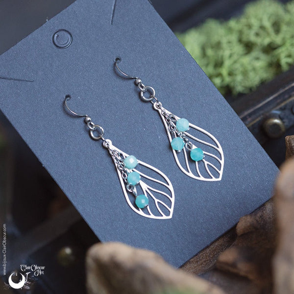 Boucles d'Oreilles "Faërie" pierre au choix - Illustrations & Bijoux fantaisie ClairObscur Art