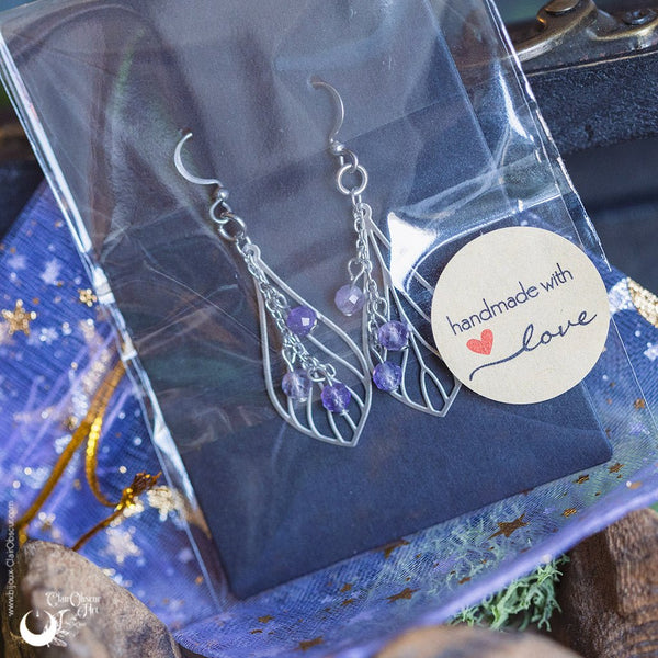 Boucles d'Oreilles "Faërie" pierre au choix - Illustrations & Bijoux fantaisie ClairObscur Art