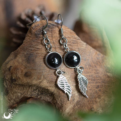 Boucles d'Oreilles Fantaisie Onyx, breloque au choix - Illustrations & Bijoux fantaisie ClairObscur Art
