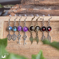 Boucles d'Oreilles Fantaisie, pierre au choix - Illustrations & Bijoux fantaisie ClairObscur Art