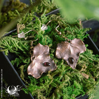 Boucles d'oreilles Feuilles de Lierre & Grenat - Illustrations & Bijoux fantaisie ClairObscur Art