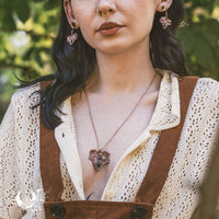 Boucles d'oreilles Feuilles de Lierre & Grenat - Illustrations & Bijoux fantaisie ClairObscur Art