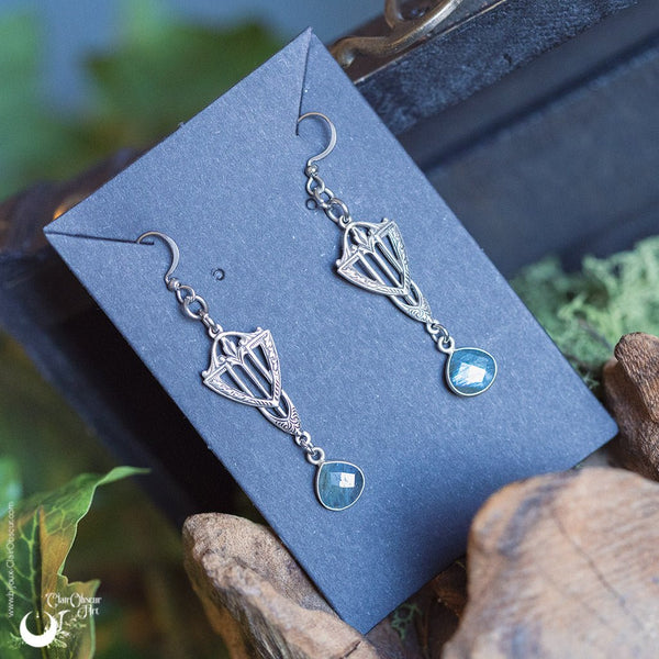 Boucles d'Oreilles "Irilmë" Labradorite facettée - Illustrations & Bijoux fantaisie ClairObscur Art