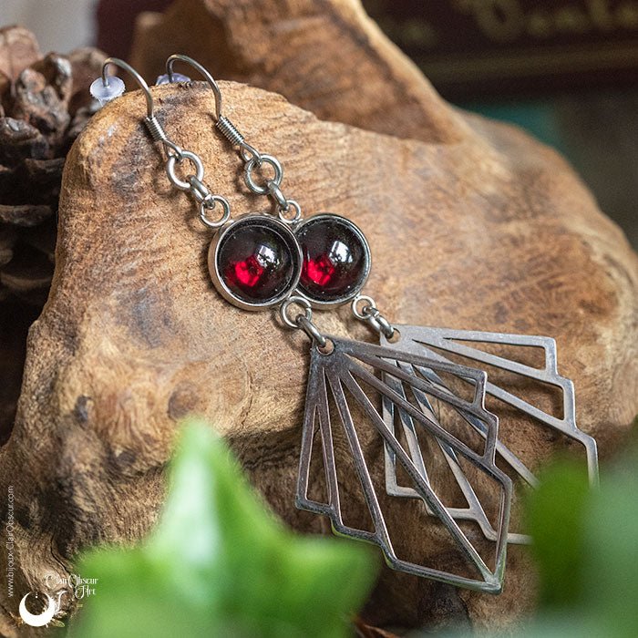 Boucles d'Oreilles "Lumia" Grenat - Illustrations & Bijoux fantaisie ClairObscur Art