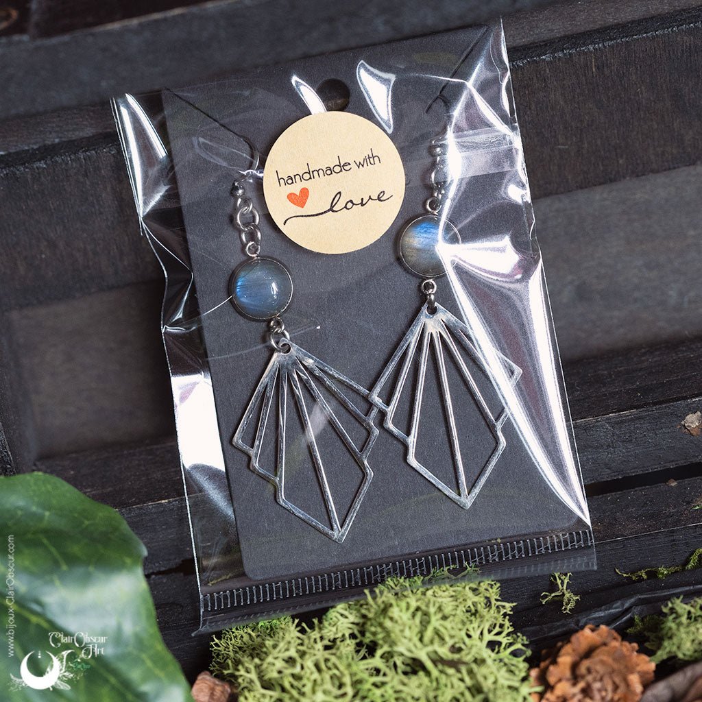 Boucles d'Oreilles "Lumia" pierre au choix - Illustrations & Bijoux fantaisie ClairObscur Art