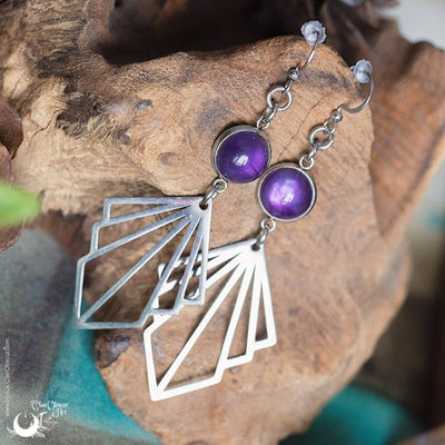 Boucles d'Oreilles "Lumia" pierre au choix - Illustrations & Bijoux fantaisie ClairObscur Art