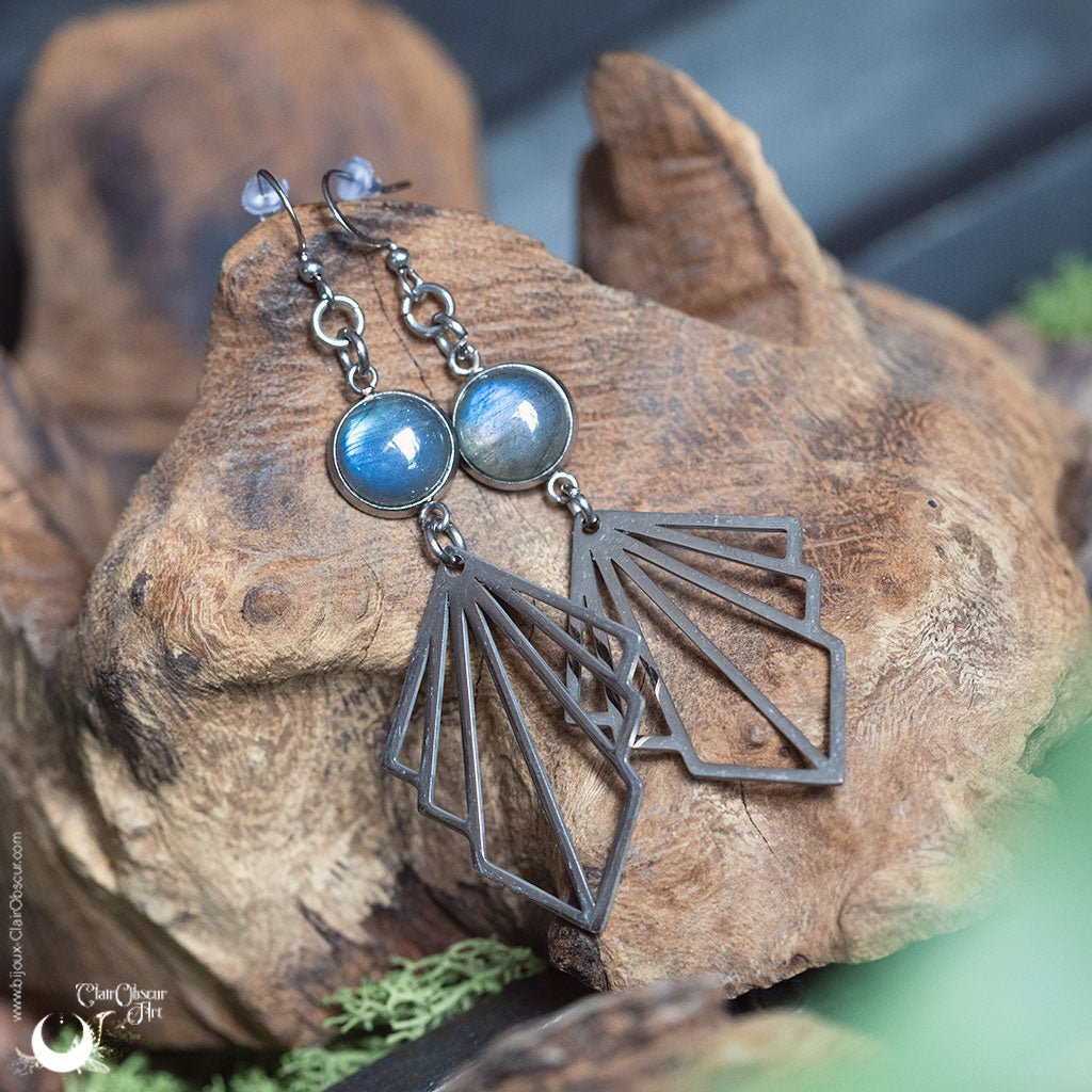 Boucles d'Oreilles "Lumia" pierre au choix - Illustrations & Bijoux fantaisie ClairObscur Art