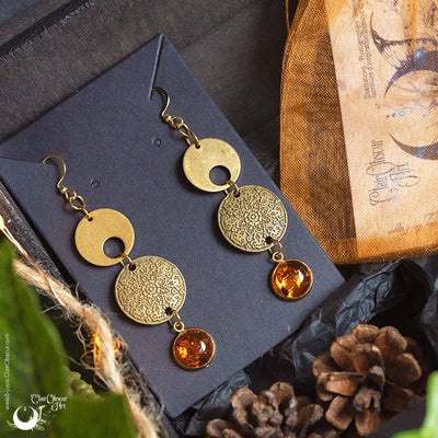 Boucles d'Oreilles "Sundala" pierre au choix - Illustrations & Bijoux fantaisie ClairObscur Art