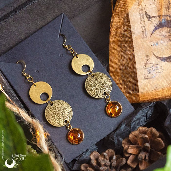 Boucles d'Oreilles "Sundala" pierre au choix - Illustrations & Bijoux fantaisie ClairObscur Art