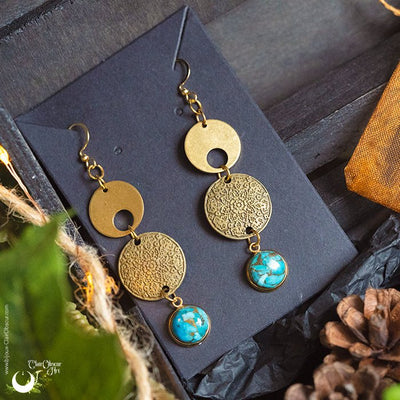 Boucles d'Oreilles "Sundala" pierre au choix - Illustrations & Bijoux fantaisie ClairObscur Art