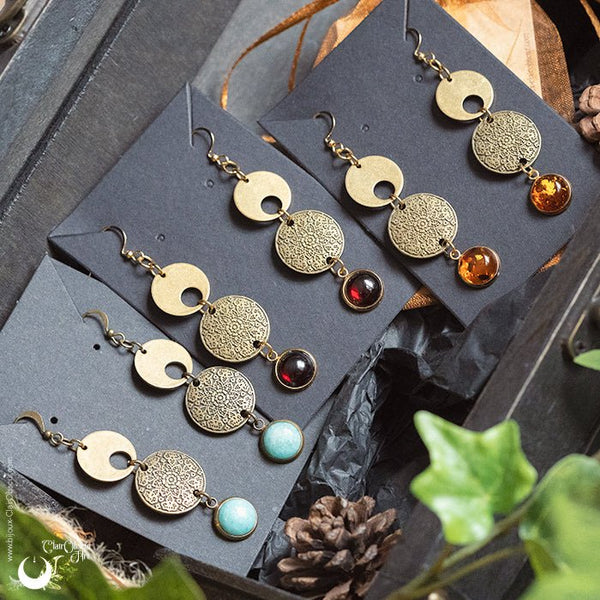 Boucles d'Oreilles "Sundala" pierre au choix - Illustrations & Bijoux fantaisie ClairObscur Art