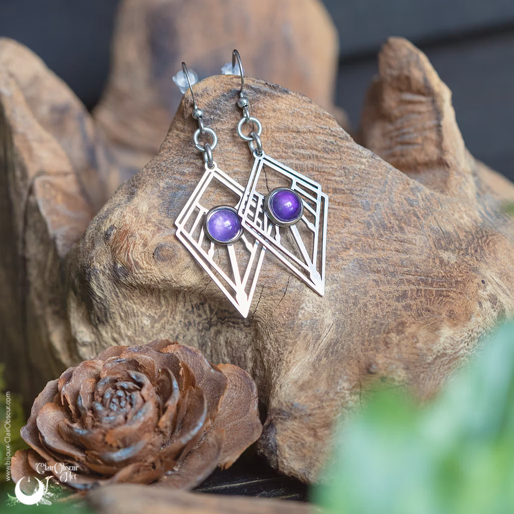 Boucles d'Oreilles "Dune" pierre au choix