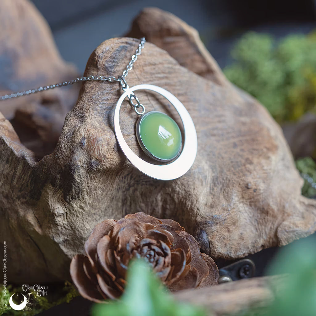 Collier Agate verte
