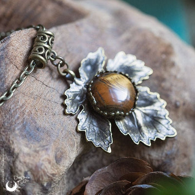 Collier "Aïna" Oeil de Tigre - Illustrations & Bijoux fantaisie ClairObscur Art